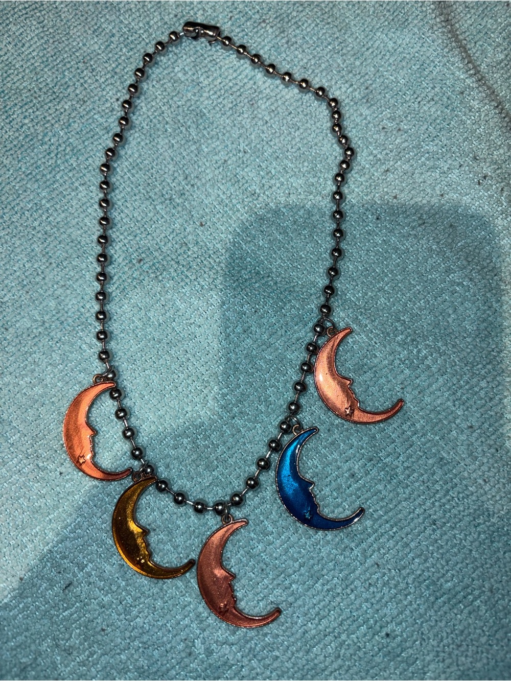 Moon Face Multicolor Pendant Choker
